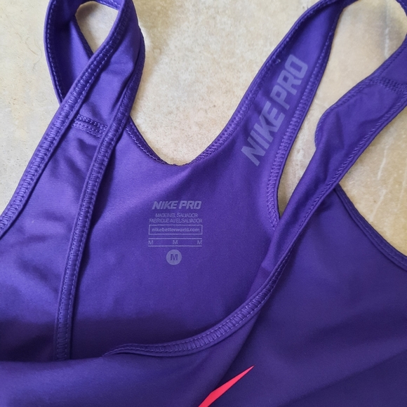 💜 Nike Pro Tank, Purple + Pink, Size Medium - Picture 3 of 7